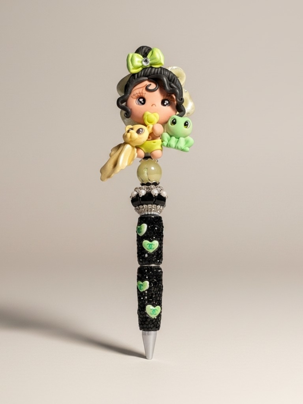 Handmade Baby Tiana Bling Pen | Princess and the Frog | Custom Clay Doll